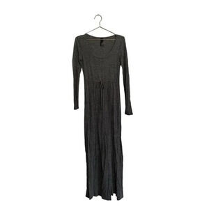 Bobi Women's Gray Long Sleeves Scoop Neck Maxi Dress Size Small